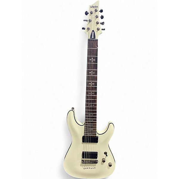 Used Schecter Guitar Research Demon 7 String WHITE Solid Body Electric Guitar