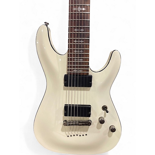 Used Schecter Guitar Research Demon 7 String WHITE Solid Body Electric Guitar