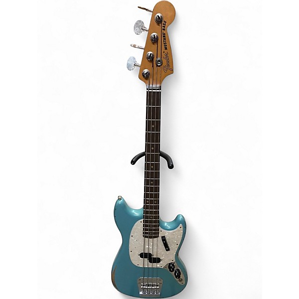 Used Fender Justin Meldal-Johnsen Road Worn Mustang Daphne Blue Electric Bass Guitar