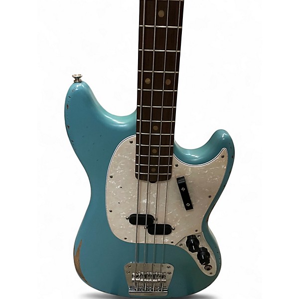 Used Fender Justin Meldal-Johnsen Road Worn Mustang Daphne Blue Electric Bass Guitar