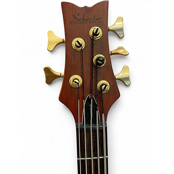Used Schecter Guitar Research Stiletto Studio 5 String Left Handed Satin Honey Electric Bass Guitar