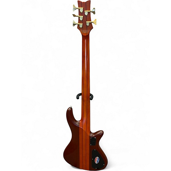 Used Schecter Guitar Research Stiletto Studio 5 String Left Handed Satin Honey Electric Bass Guitar