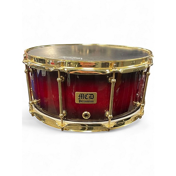 Used Mcd Percussion 14in Custom Snare Red Burst Drum