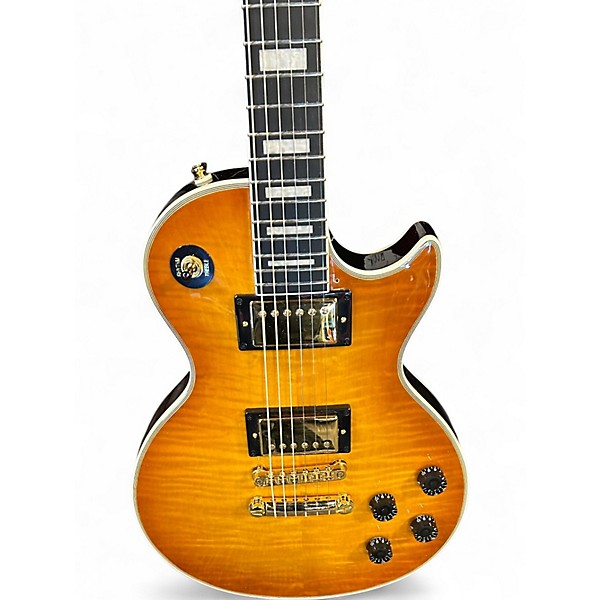 Used 2025 Epiphone LES PAUL CUSTOM FIGURED Iced Tea Burst Solid Body Electric Guitar