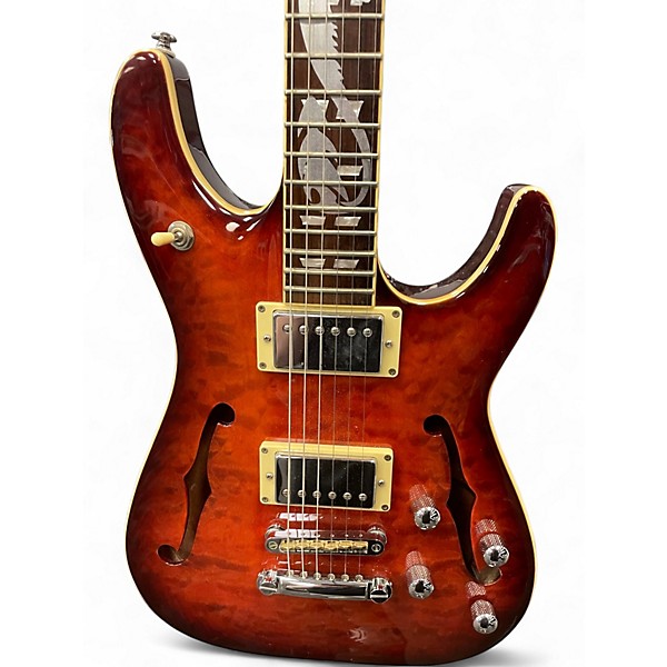 Used Schecter Guitar Research C-1 A/E Tobacco Hollow Body Electric Guitar