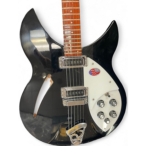 Used 2018 Rickenbacker 330 Black and White Hollow Body Electric Guitar