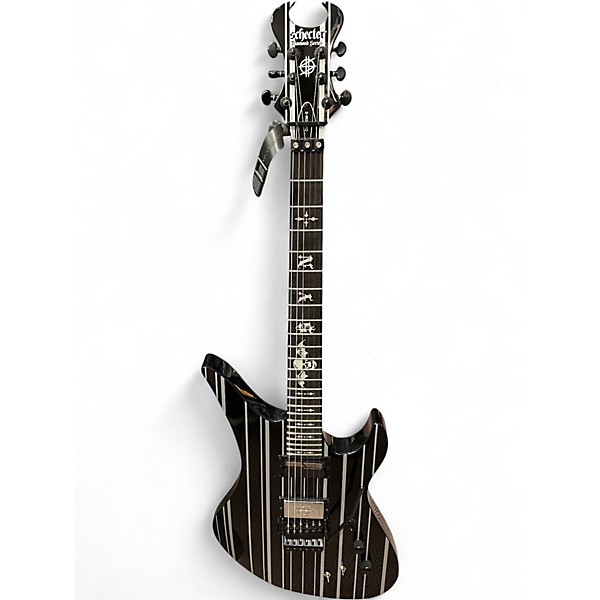 Used Schecter Guitar Research custom s Black and White Solid Body Electric Guitar