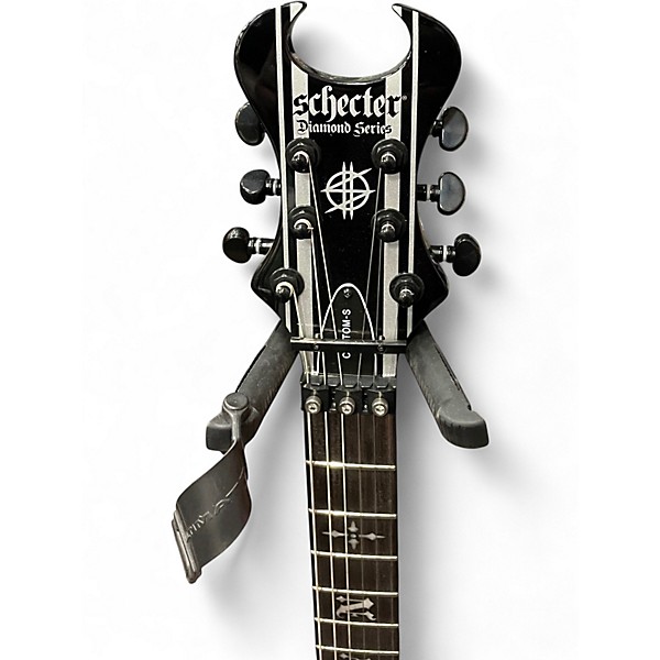 Used Schecter Guitar Research custom s Black and White Solid Body Electric Guitar