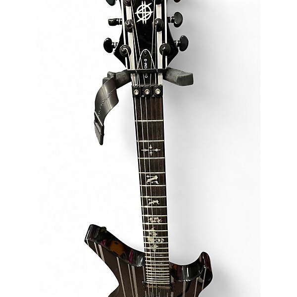 Used Schecter Guitar Research custom s Black and White Solid Body Electric Guitar
