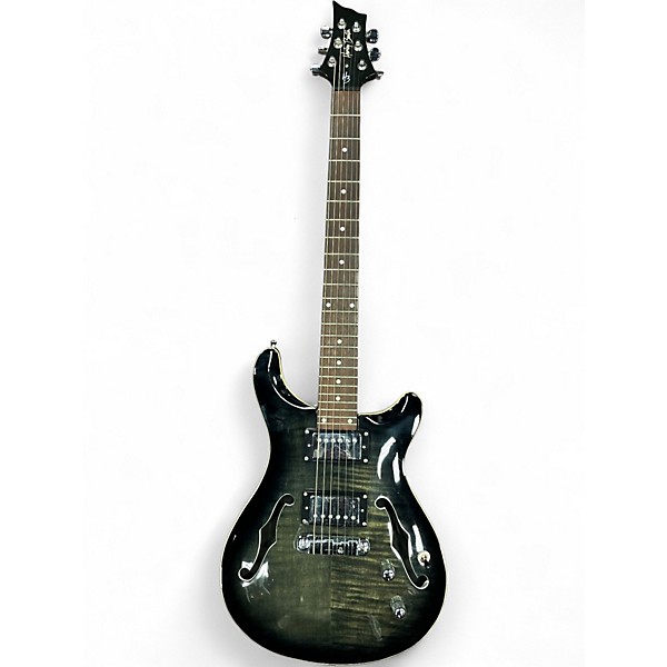 Used Harley Benton CST24 Trans Black Hollow Body Electric Guitar