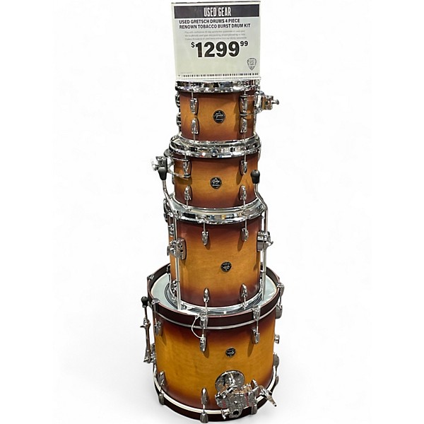 Used Gretsch Drums 4 Piece Renown Tobacco Burst Drum Kit