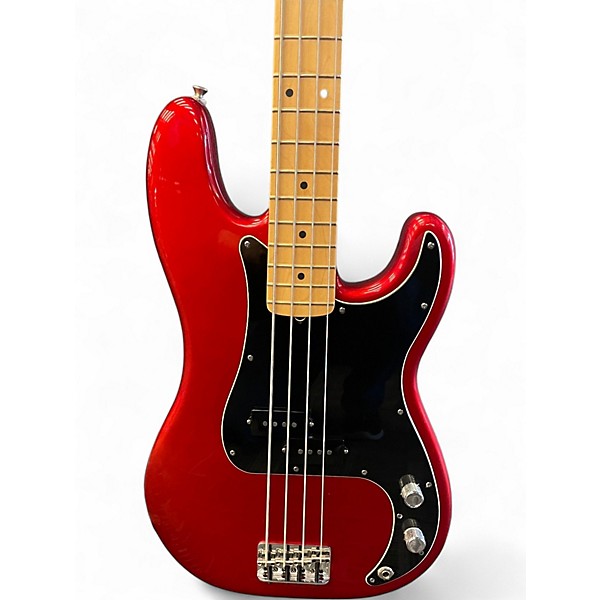 Used Fender Precision Bass Chrome Red Electric Bass Guitar