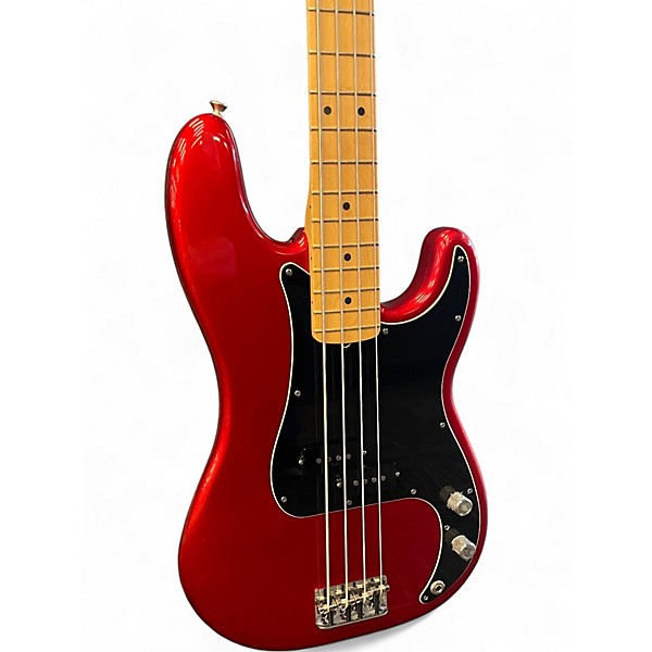 Used Fender Precision Bass Chrome Red Electric Bass Guitar