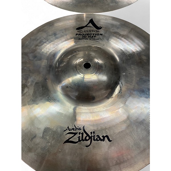 Used Zildjian 14in A CUSTOM PROJECTION HI HAT PAIR Cymbal