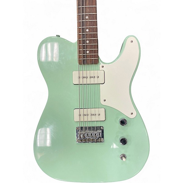 Used Squier Paranormal Baritone Cabronita Telecaster Surf Green Solid Body Electric Guitar