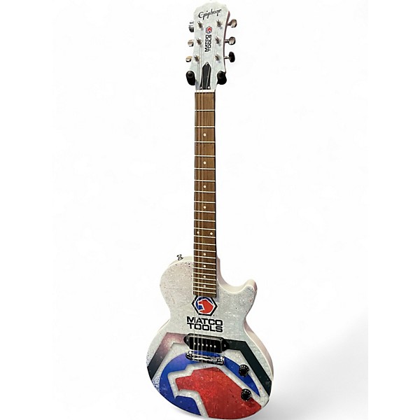 Used Epiphone les paul junior Macto Tool Edition white blue and red Solid Body Electric Guitar