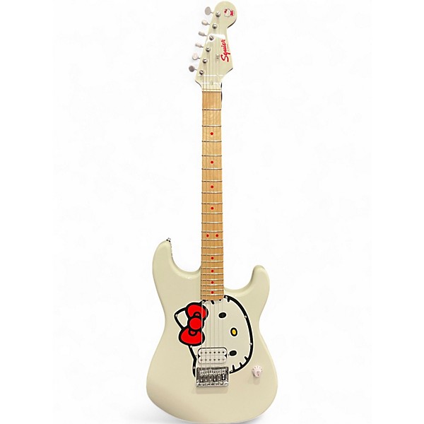 Used Fender Hello Kitty White Solid Body Electric Guitar