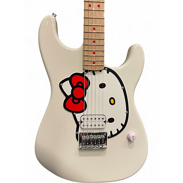 Used Fender Hello Kitty White Solid Body Electric Guitar