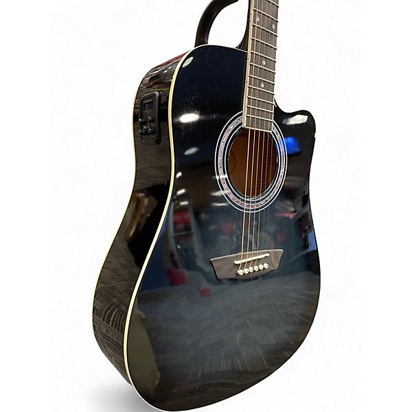 Used Washburn WA90CE Trans Black Acoustic Electric Guitar