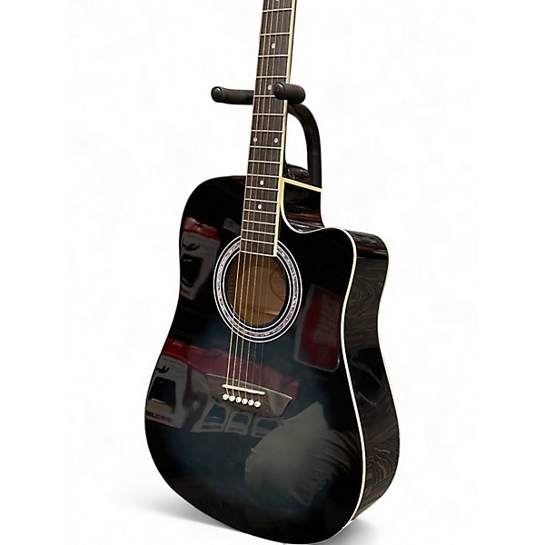 Used Washburn WA90CE Trans Black Acoustic Electric Guitar