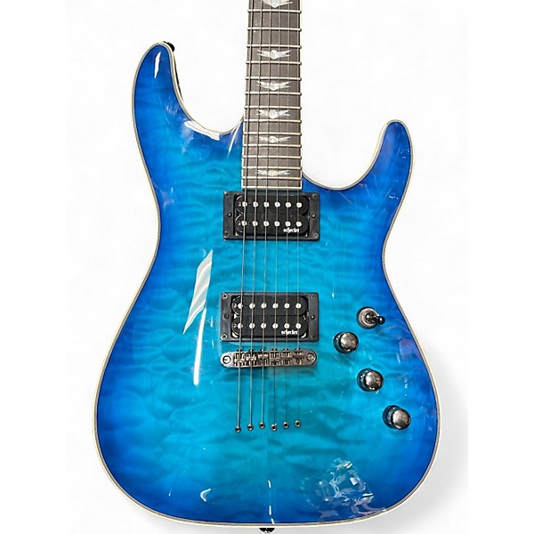Used Schecter Guitar Research Omen Extreme 6 Blue Burst Solid Body Electric Guitar