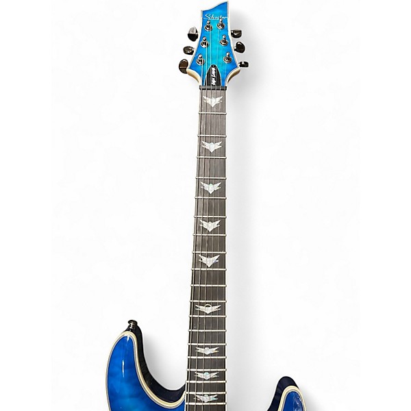 Used Schecter Guitar Research Omen Extreme 6 Blue Burst Solid Body Electric Guitar