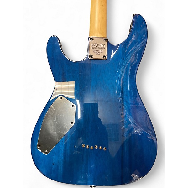 Used Schecter Guitar Research Omen Extreme 6 Blue Burst Solid Body Electric Guitar