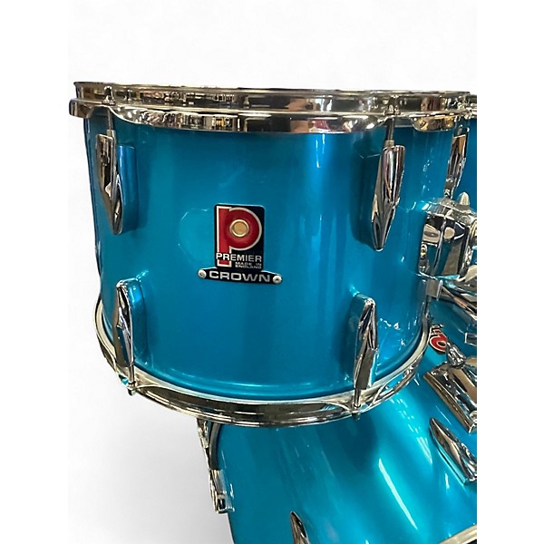 Used 1980s Premier 4 Piece Crown Chromatic Blue Drum Kit