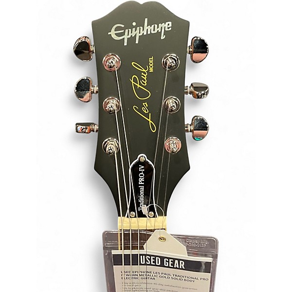 Used Epiphone Les Paul Traditional Pro IV WORN METALLIC GOLD Solid Body Electric Guitar