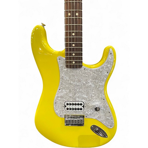 Used Fender Tom Delonge Signature Stratocaster Graffiti Yellow Solid Body Electric Guitar