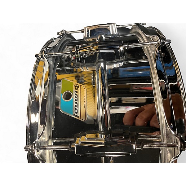 Used Ludwig 14in Supraphonic Chrome Over Brass Snare Drum Chrome Drum
