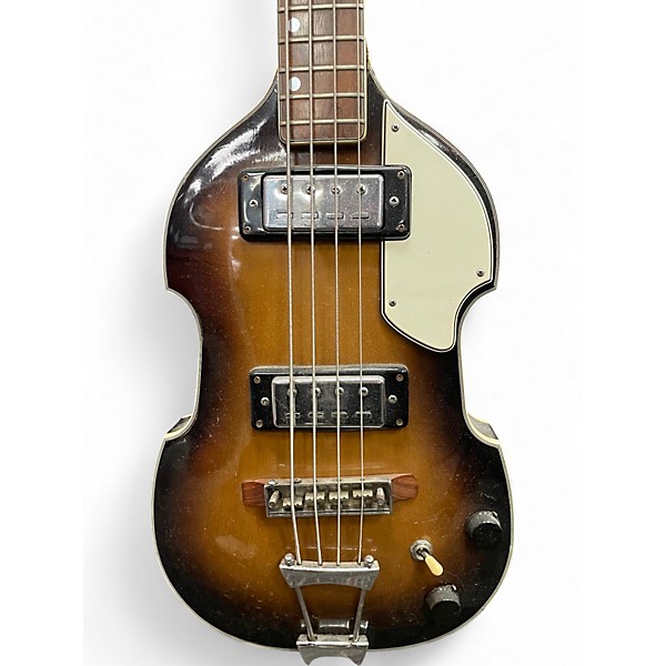 Used Univox Violin Body Bass 2 Tone Sunburst Electric Bass Guitar
