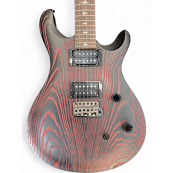 Used PRS SE Swamp Ash Sandblasted LTD Black with Red  Solid Body Electric Guitar