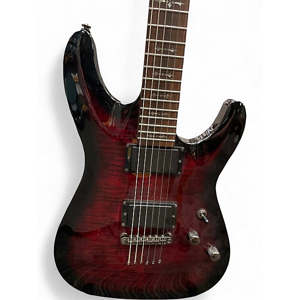 Used Schecter Guitar Research Demon 6 Crimson Red Burst Solid Body Electric Guitar