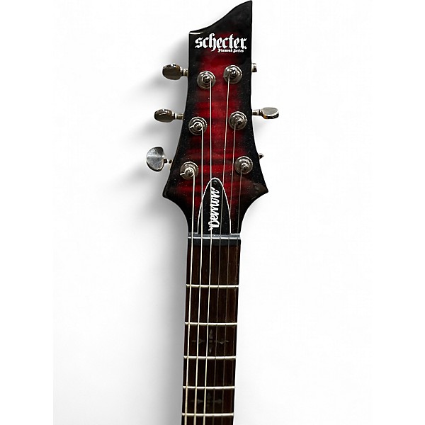 Used Schecter Guitar Research Demon 6 Crimson Red Burst Solid Body Electric Guitar