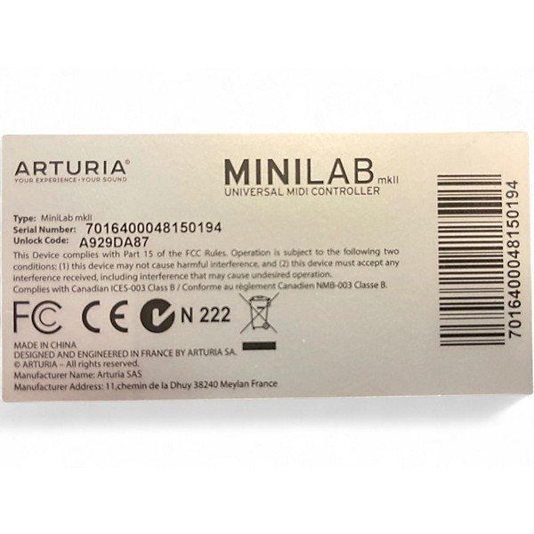Used Arturia Minilab MKII MIDI Controller