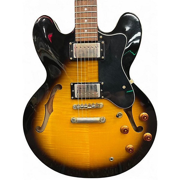 Used Epiphone Dot Deluxe Flametop Vintage Sunburst Hollow Body Electric Guitar