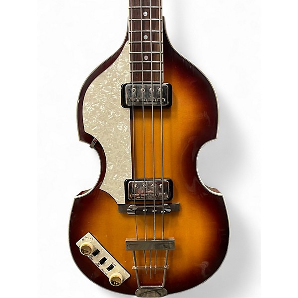 Used Hofner 500/1 Contemporary Left Handed Sunburst Electric Bass Guitar