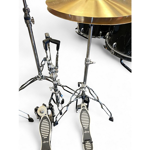 Used Ludwig 5 Piece BACKBEAT COMPLETE KIT Black Drum Kit