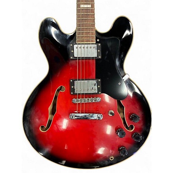 Used Glen Burton Semi Hollow Dark Cherry Burst Hollow Body Electric Guitar