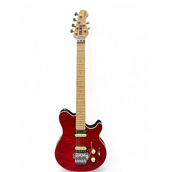 Used Sterling by Music Man Sub AX3 Axis Transparent Red Solid Body Electric Guitar
