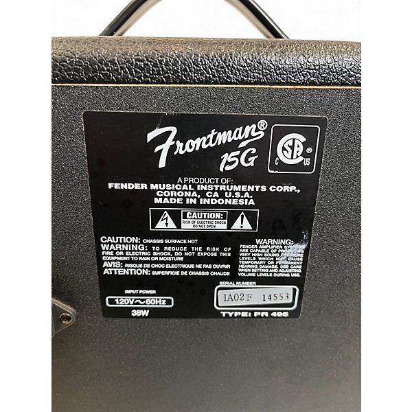 Used Fender FRONTMAN 15G Guitar Combo Amp