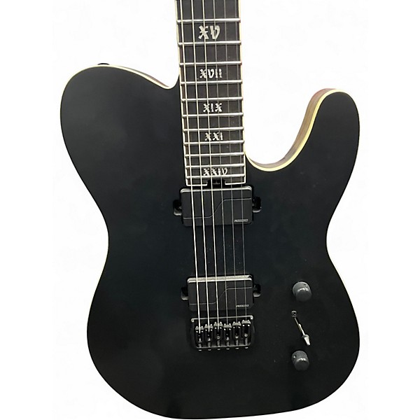 Used Schecter Guitar Research PT SLS EVIL TWIN Flat Black Solid Body Electric Guitar