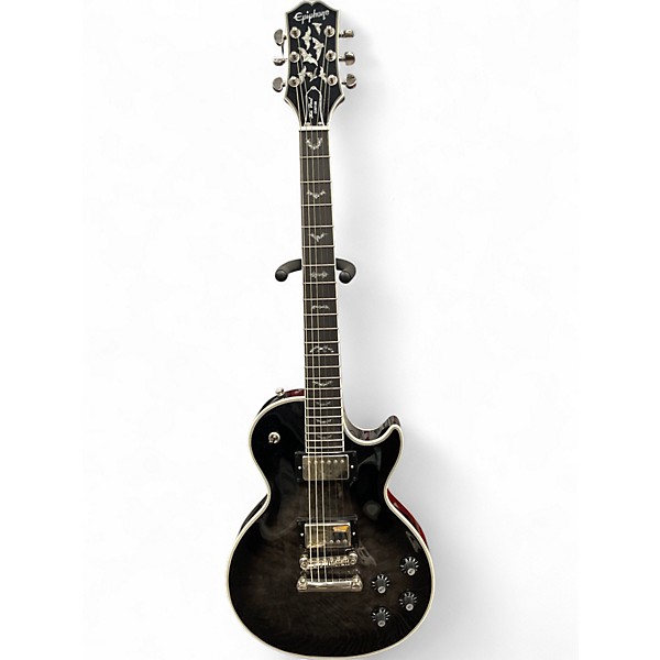 Used Epiphone Les Paul Custom Bats in Flight Transparent Ebony Burst Solid Body Electric Guitar