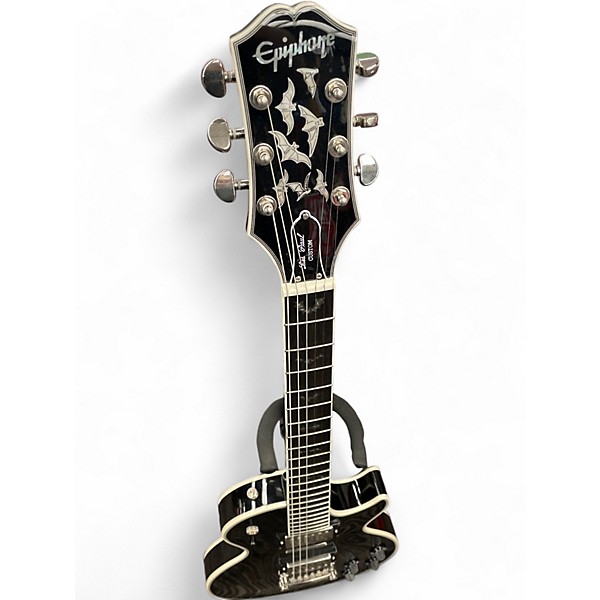 Used Epiphone Les Paul Custom Bats in Flight Transparent Ebony Burst Solid Body Electric Guitar