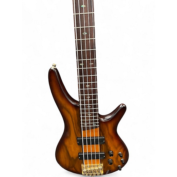 Used Ibanez SR755 5 String Brown Electric Bass Guitar