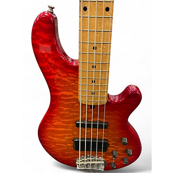 Used Lakland USA Series 55-94 Deluxe 5 String Cherry Sunburst Quilt Electric Bass Guitar