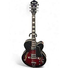 Used Ibanez AF75 Red with Black and White Stripes Hollow Body Electric Guitar