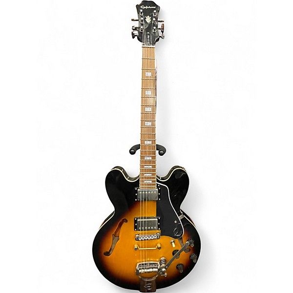 Used Epiphone ES335 Pro 2 Tone Sunburst Hollow Body Electric Guitar