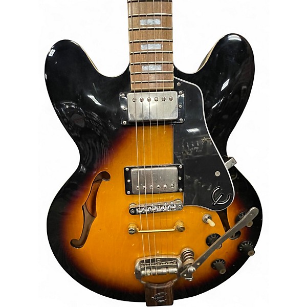 Used Epiphone ES335 Pro 2 Tone Sunburst Hollow Body Electric Guitar